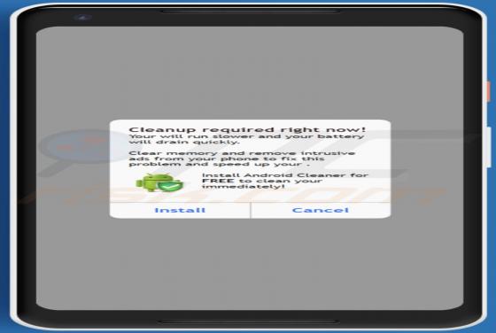 Cleanup Required Right Now! Pop-Up Scam (Android)