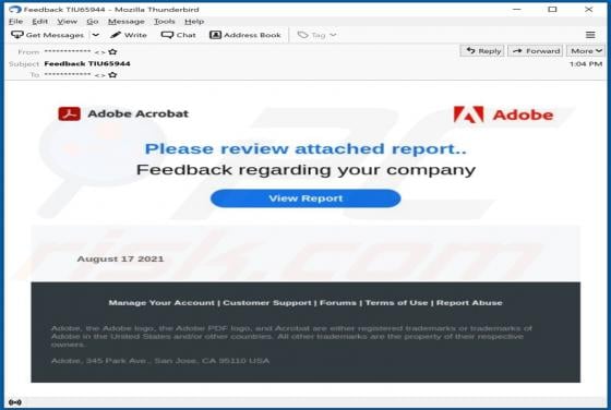 Adobe Acrobat Email Virus