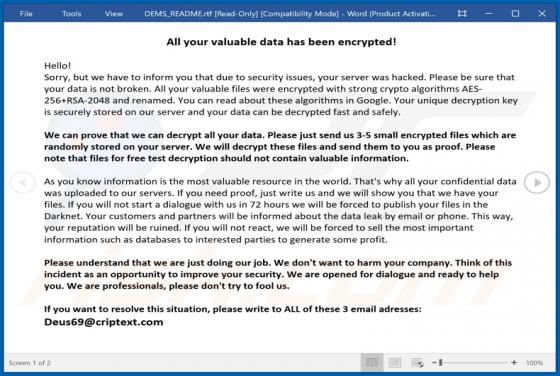 DEMS Ransomware