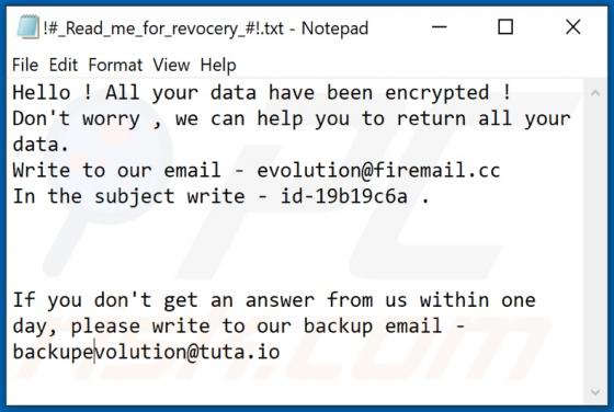 Evolution Ransomware