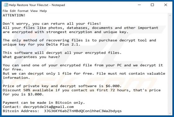 Delta Plus Ransomware