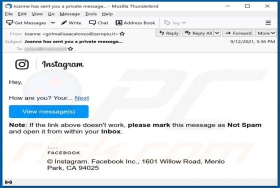 Instagram Email Scam