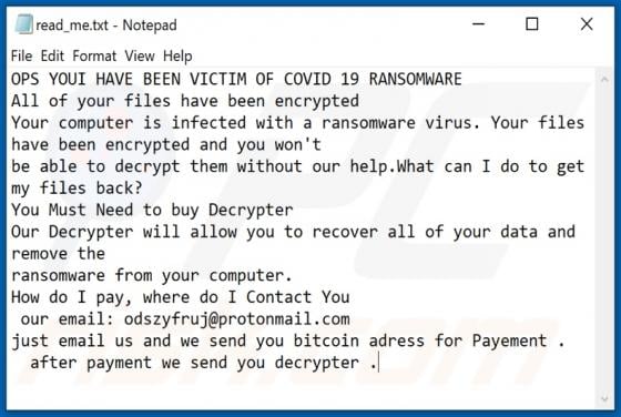 COVID 19 Ransomware