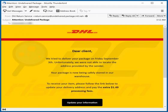 DHL Undelivered Package Email Scam