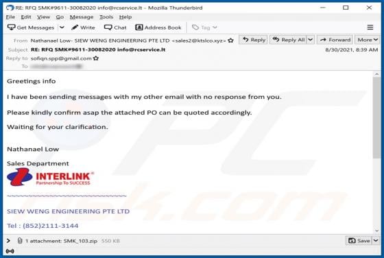 INTERLINK Email Virus