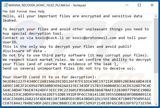 Koxic Ransomware