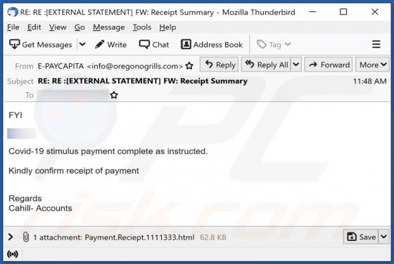 Covid-19 Stimulus Payment Email Scam