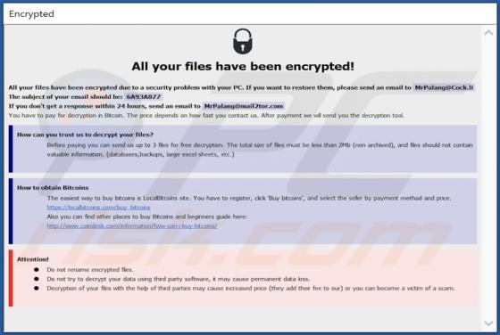 !palang Ransomware