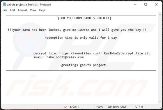 GABUTS PROJECT Ransomware