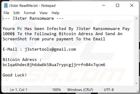 J3ster Ransomware