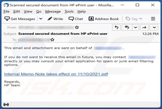 HP ePrint Email Scam