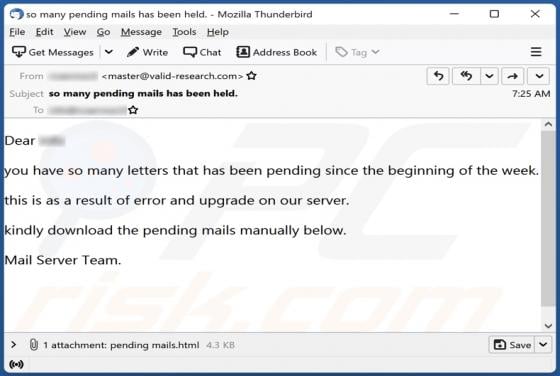 Download The Pending Mails Manually Email Scam