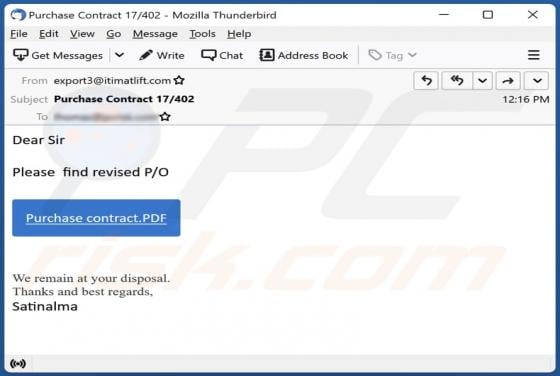 Purchase Contract Email Scam