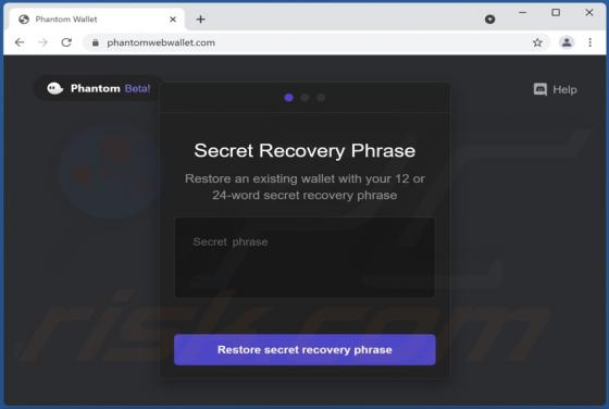 Phantom Wallet Recovery POP-UP Scam