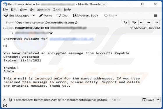 You Have Received An Encrypted Message Email Scam