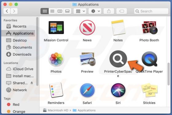 PrinterCyberSpace Adware (Mac)