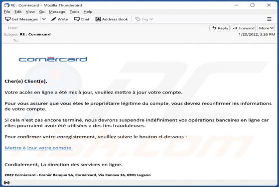 Cornèrcard Email Scam