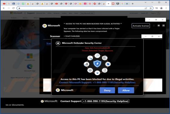 Access To This Pc Has Been Blocked For Due To Illegal Activities POP-UP Scam
