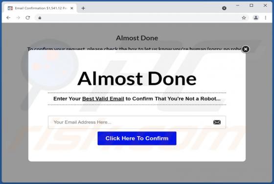 Enter Your Best Valid Email To Confirm That You're Not a Robot POP-UP Scam