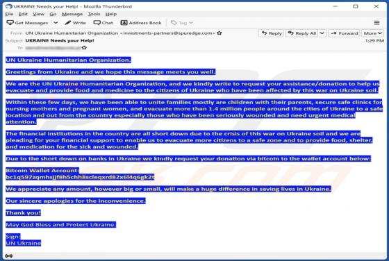 UN Ukraine Humanitarian Organization Email Scam