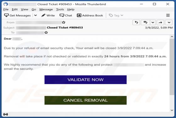 Validate Now Email Scam