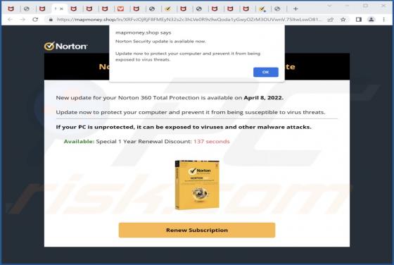Norton Security Update Is Available Now POP-UP Scam