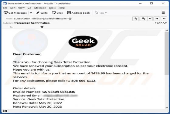 Geek Squad Email Scam