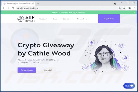 ARK Invest Crypto Giveaway POP-UP Scam