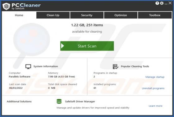 SafeSoft PC Cleaner Unwanted Application