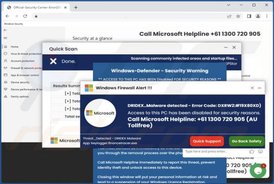 DRIDEX..Malware detected - Error Code: DXRW2:#19X80XD POP-UP Scam