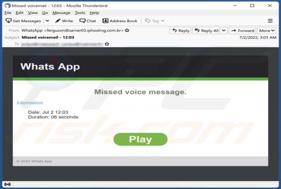 Whats App - Missed Voice Message Email Scam