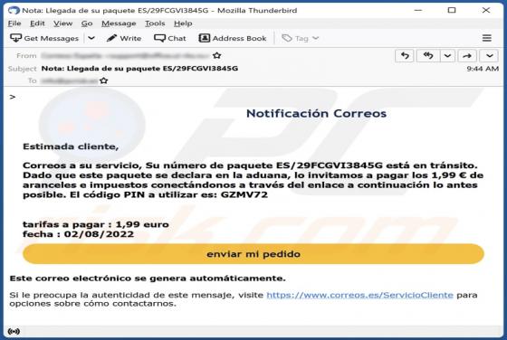 Correos Email Scam