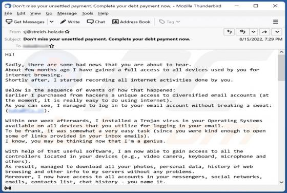 Some Bad News That You Are About To Hear Email Scam