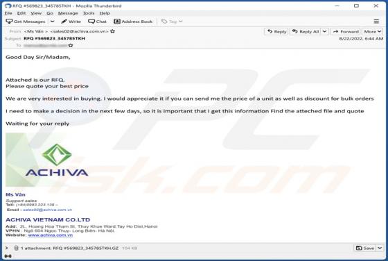 ACHIVA Email Virus