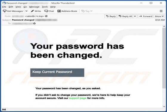 Your Password Has Been Changed Email Scam