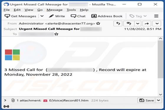 Missed Call Email Scam