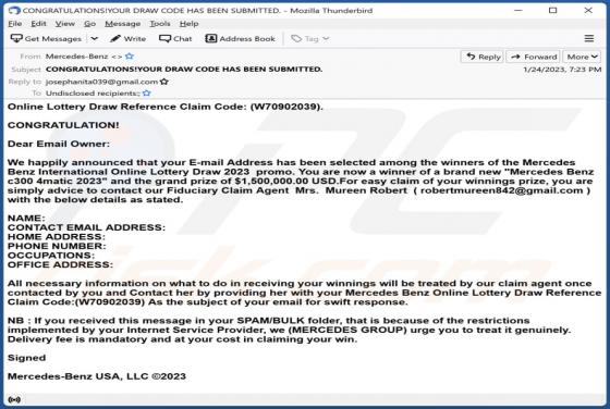 Mercedes-Benz Lottery Email Scam