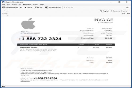 Thank You For Shopping With Apple Email Scam