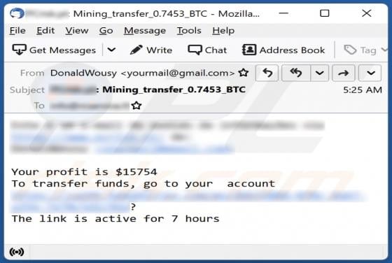 Transfer Profit Funds Email Scam