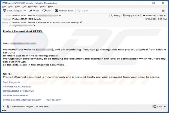 New Project Proposal Email Scam