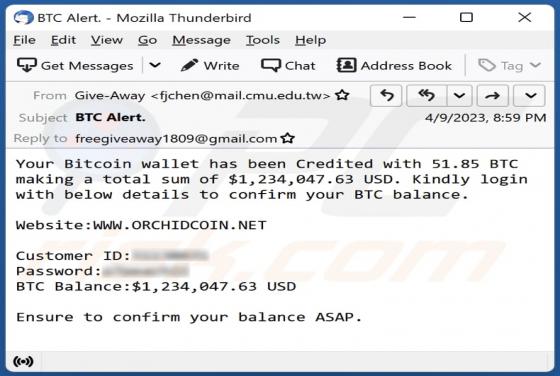 Your Bitcoin Wallet Has Been Credited Email Scam