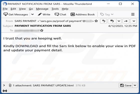 Fill The Sars Email Scam