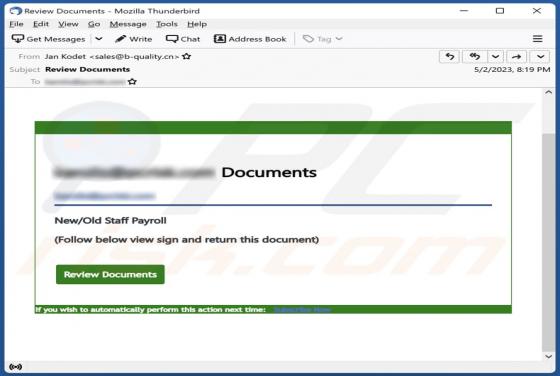New/Old Staff Payroll Email Scam