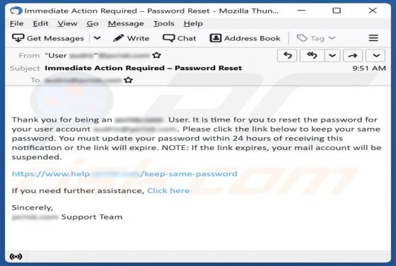 It Is Time For You To Reset The Password Email Scam