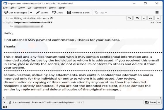 Payment Confirmation Email Scam