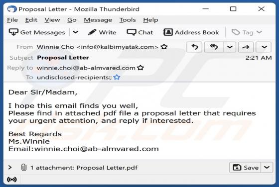 Proposal Letter Email Scam