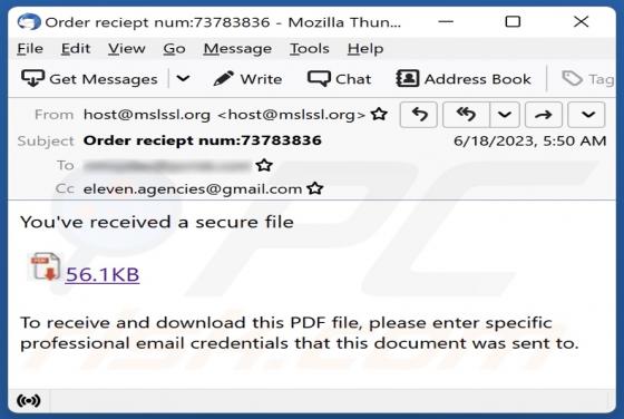 You've Received A Secure File Email Scam