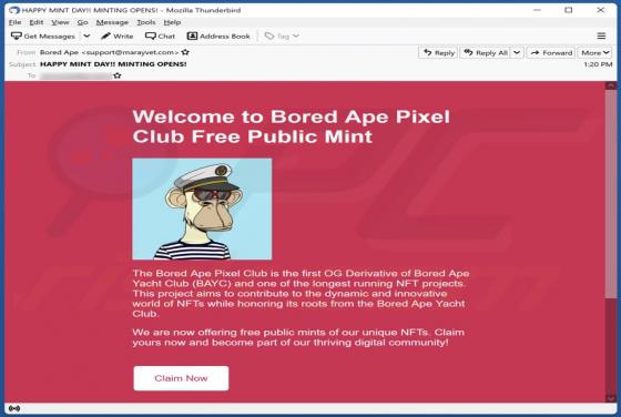 The Bored Ape Pixel Club Email Scam