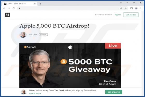 Apple Crypto Giveaway POP-UP Scam