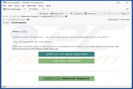 Switch To New Version Email Scam